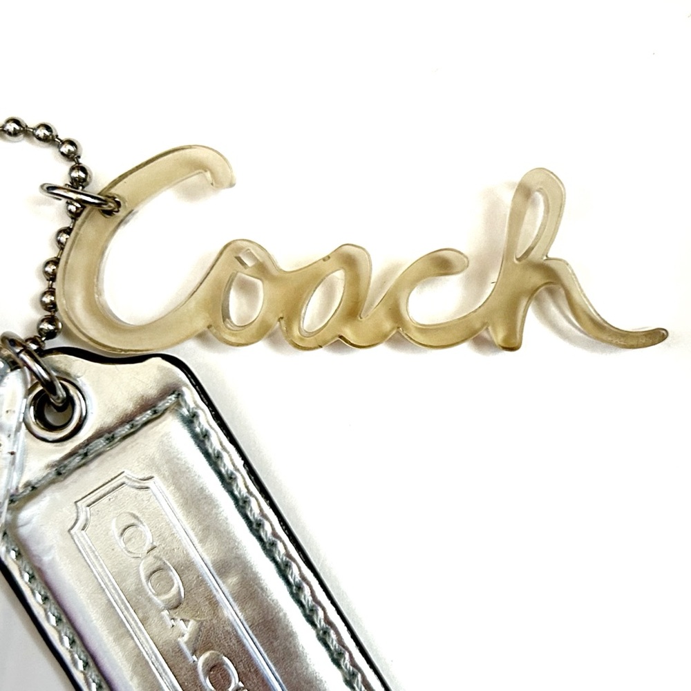 Coach Poppy Gold Silver Purse Bag Charm Keychain Set Sparkly Letters Tag Logo - Picture 5 of 7